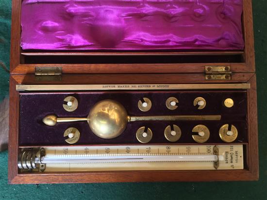 Mahogany cased Sykes hydrometer